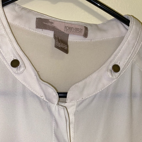 Chiffon Military Style Button Up Blouse - Picture 2 of 6